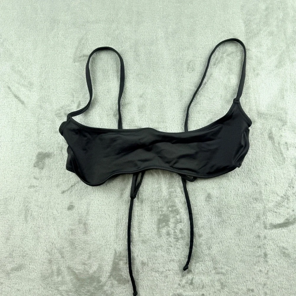 SKIMS Swim Scoop Neck Bikini Top Onyx‎ Black Women's XL